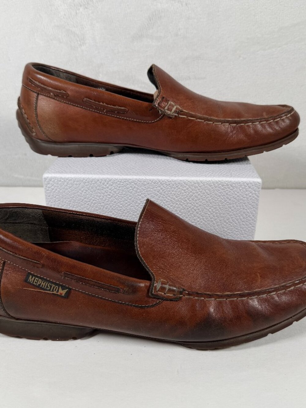 Mephisto Slip-On Loafers Men US Size 12 Brown Genuine Leather Cool-Air Casual